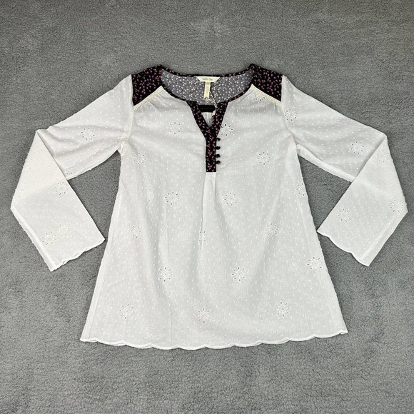 Matilda‎ Jane Top Small Snow Globe Eyelet Scallop Hem Contrast Micro Floral Trim - Picture 1 of 14